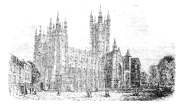 Canterbury Cathedral, Kent,England vintage engraving
