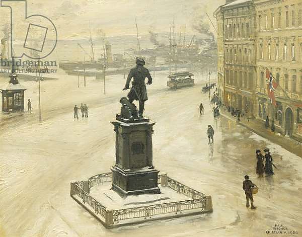The Statue of Tordenskiold Facing Piperviken, Oslo Harbour, 1906