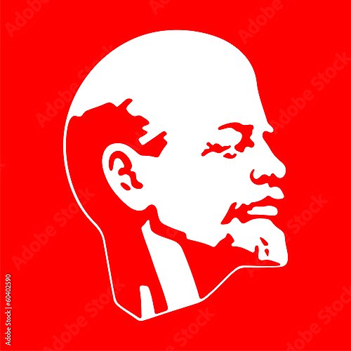 Портрет Ленина на красном фоне