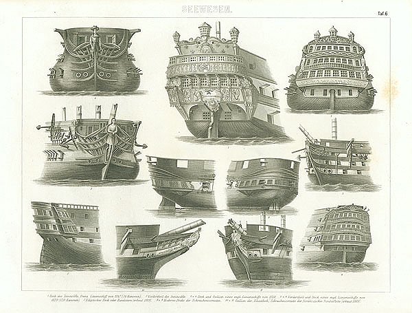 Seewesen. Heck des Invincible, franz Linienschiff von 1747 (74 Kanonen)