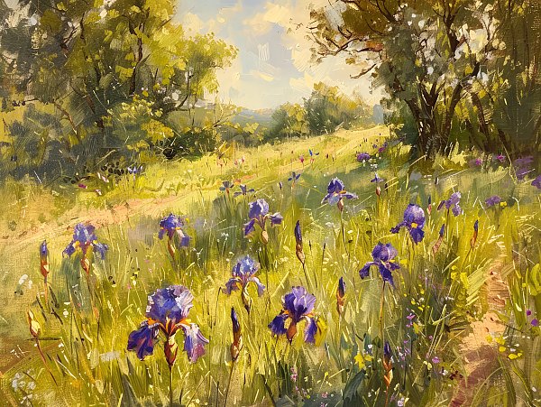 Sunny iris meadow