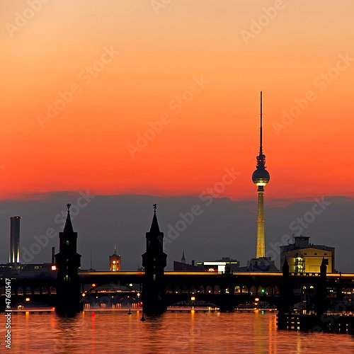 Постер Берлин. Германия. Ночная панорама