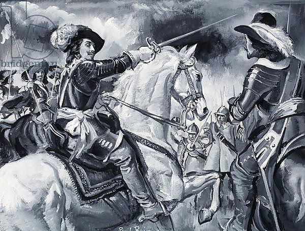 Battle scene depicting Royalists led by Charles I