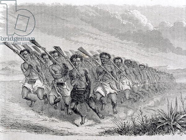Maori Warriors Performing a War Dance, illustration from 'The Return to the World'