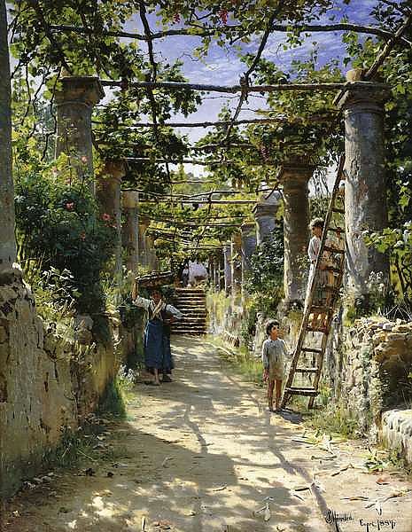 In the Shadow of an Italian Pergola, A Warm Afternoon in Anacapri, 1884