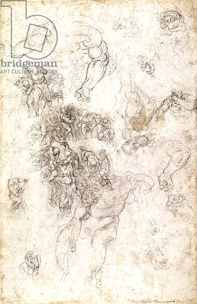 Study of figures for 'The Last Judgement' with artist's signature, 1536-41