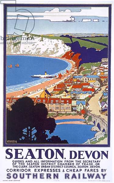 Seaton, Devon, poster advertising Southern Railway