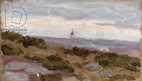 Landscape study with windmill on horizon, c.1900