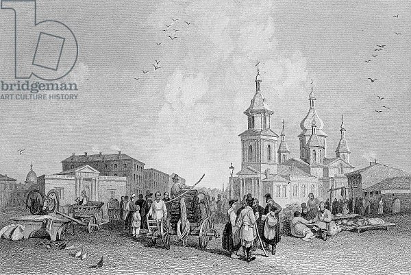 The Haymarket, St. Petersburg, engraved by W. Chevalier