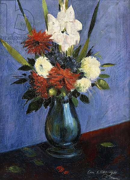 Vase of Flowers with Gladiola and Dahlias; Blumenvase mit Gladiolen und Dahlien,