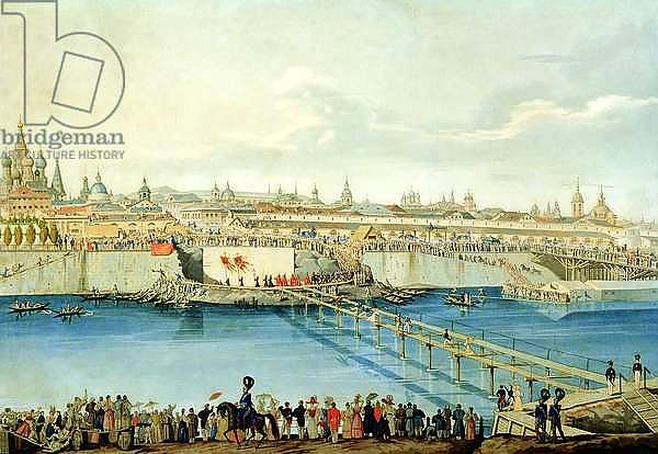 Laying of the Moskvoretsky Bridge in Moscow, 1830 1