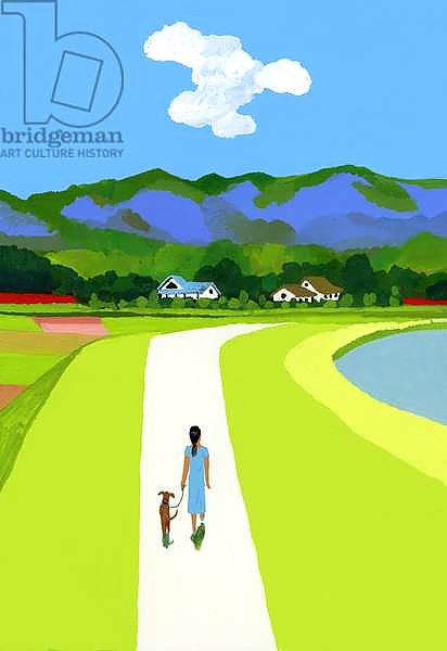 The Blue Mountains and the Woman Walking with the Dog