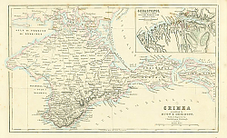 Постер Карта полуострова Крым и план Севастополя 1