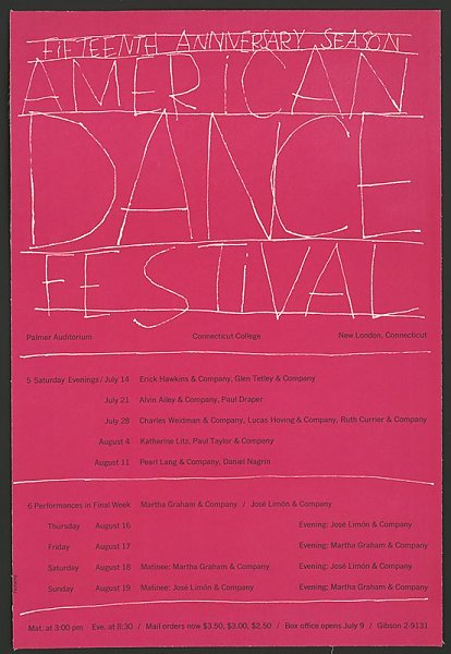 Fifteenth anniversary season, American dance festival