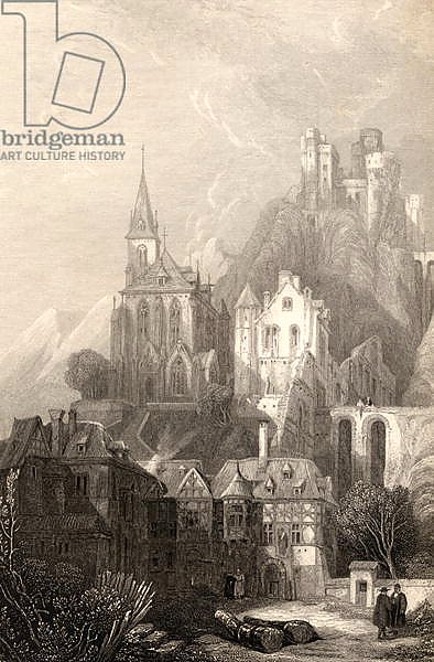 Trarbach, engraved by E.I. Roberts, illustration from 'The Pilgrims of the Rhine' published 1840
