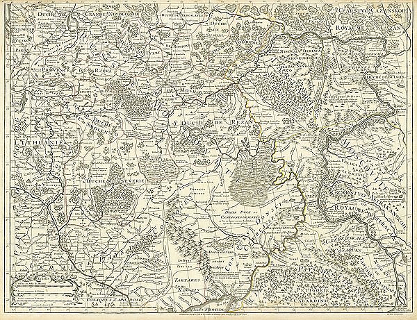 Карта: центральная и южная части Российской Империи, 1745 г. 1