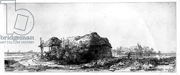 Landscape with a Cottage and Haybarn, etched by James Bretherton