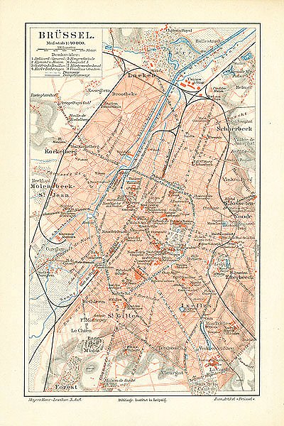 Карта Брюсселя, конец 19 в. 3