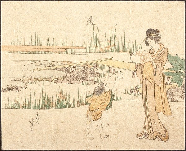 Woman and Child in a Garden; fragment of Goldfish Vendor