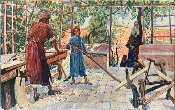 Jesus Labouring at Home with Joseph and Mary