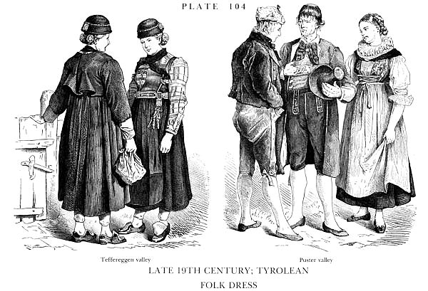 Fin du XIXè Siècle, Habits traditionnels du Tyrol, Late 19Th Century, Tyrolean Folk Dress 2