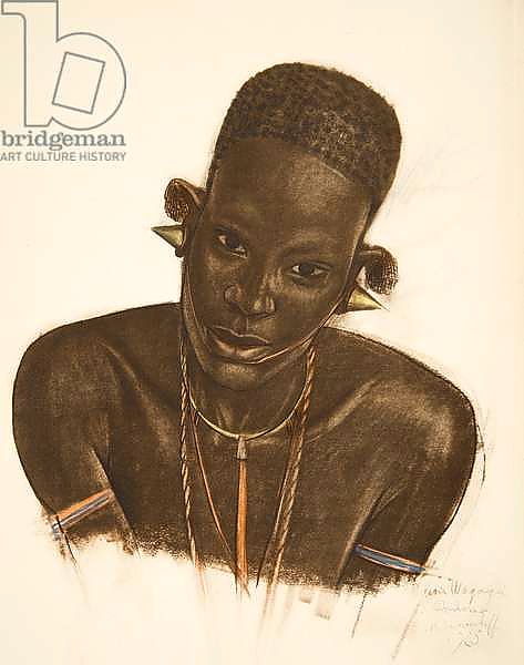Femme M'Gogo, from Dessins et Peintures d'Afrique, executes au cours de l'expedition Citroen Centre Afrique, deuxieme mission Haardt Audouin-Dubreuil,  pub. Paris, 1927