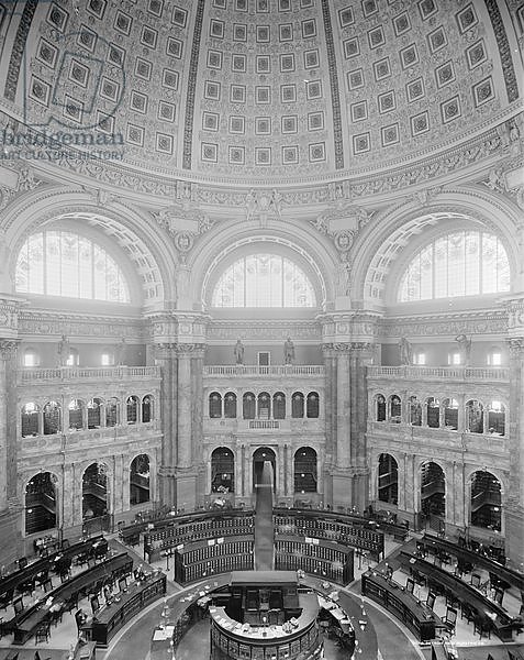 Reading Room rotunda, Library of Congress, Washington, D.C., c.1904