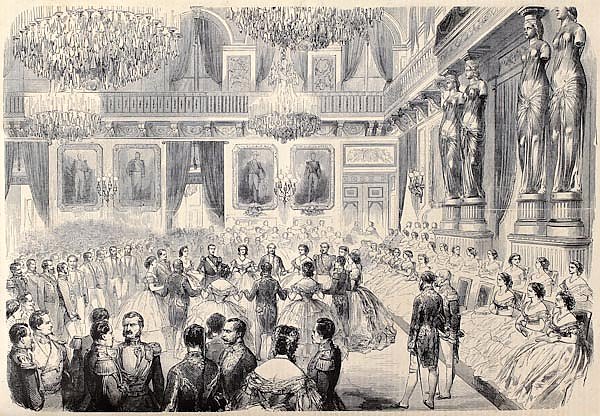 Grand Bal in Tuileries Palace. Original, after drawing of G. Durand, published on “L'Illustration, J