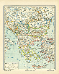Постер Карта стран Балканского полуострова, конец 19 в. 1