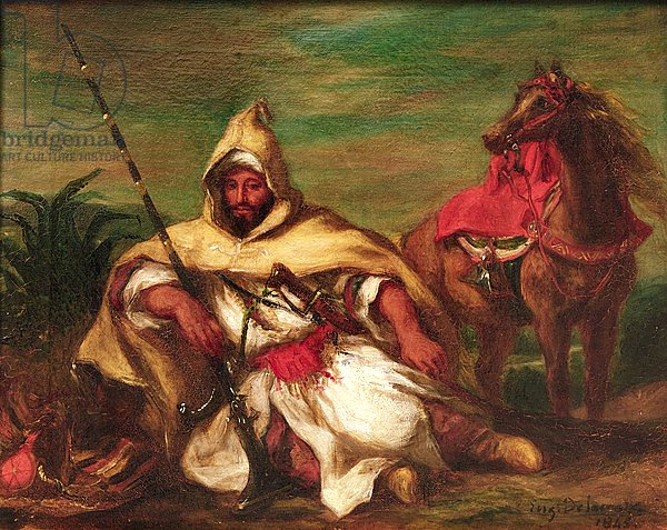 Moroccan soldier sitting near his horse, 1845