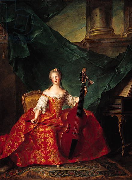 Madame Henriette de France in Court Costume Playing a Bass Viol, 1754