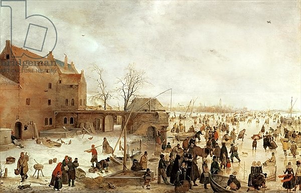 A Scene on the Ice near a Town, c.1615