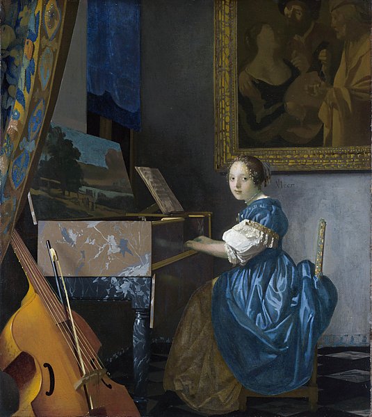 Молодая женщина у клавесина
