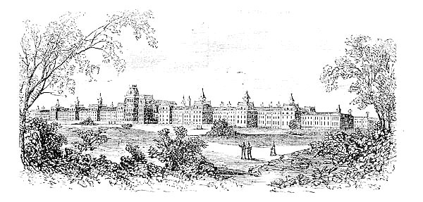 Morristown. insane asylum of the state of New Jersey, vintage engraving