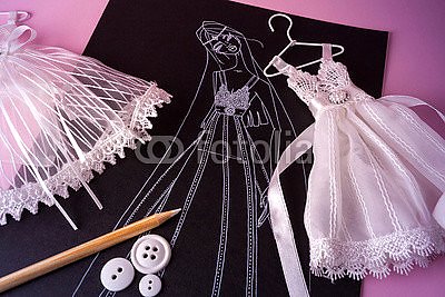 Эскиз дизайна свадебного платья
