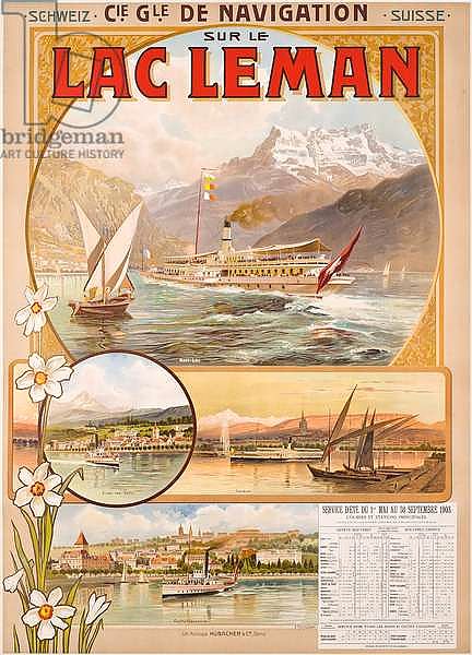 Poster advertising Lac Leman, Switzerland, 1903