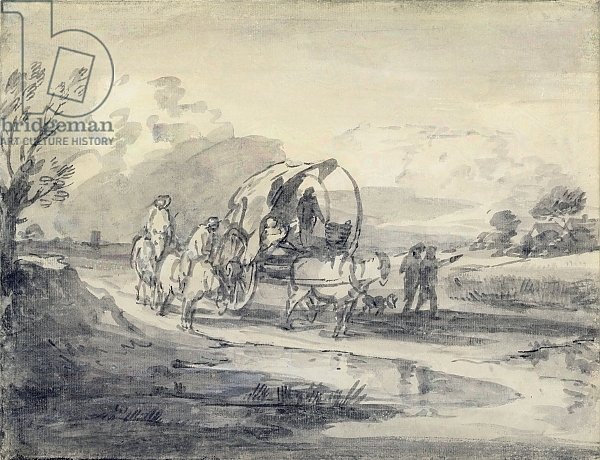 Open Landscape with Herdsman and Covered Cart, c.1780-85