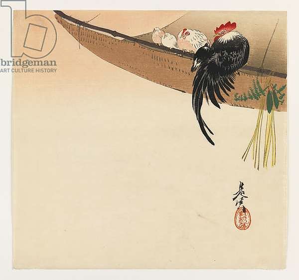 Hens and Cock with Hammock from the Series Hana Kurabe, c.1880