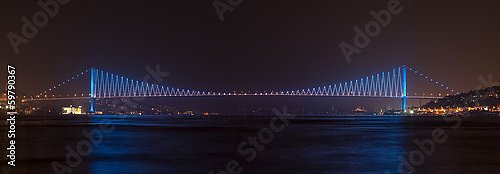 Турция, Стамбул. Босфорский мост ночью