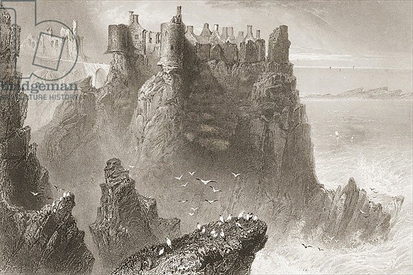 Dunluce Castle, County Antrim, Northern Ireland, from 'Scenery and Antiquities of Ireland'
