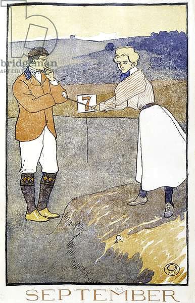 Couple Playing Golf - in “” Golf Calendar”” by Edward Penfield, 1899