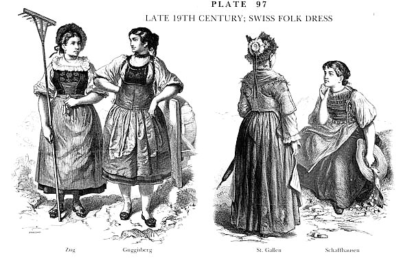 Fin du XIXè Siècle, Habits tradionnels Suisses,Late 19Th Century, Swiss Folk Dress 2