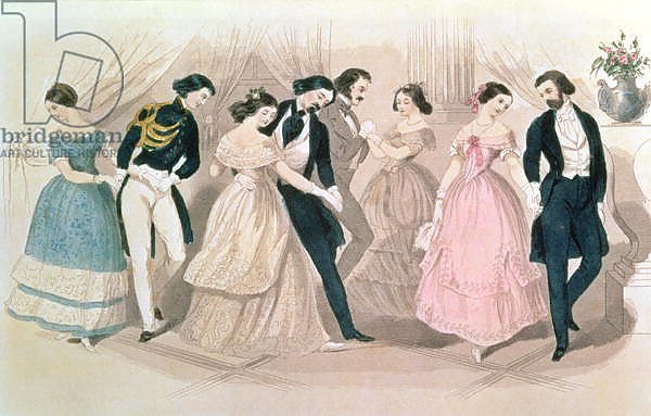 The Polka Fashions, from Godey's Lady's Book, vol. XXXI, 1845