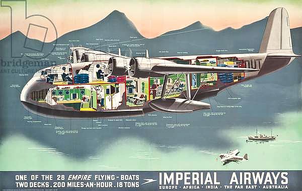 Advertising poster for the 'Flying Boats' of Imperial Airways, 1937