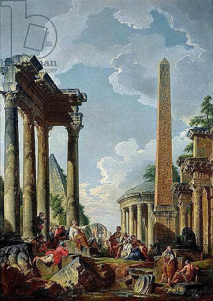Architectural Capriccio with a Preacher in the Ruins, c.1745