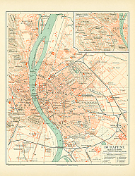 Постер Карта Будапешта, конец 19 в. 1