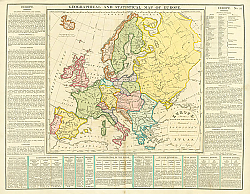 Постер Географическая и политическая карта Европы, 1813 г.