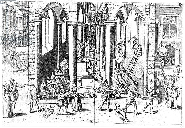Calvinists destroying statues in the Catholic Churches, 1566