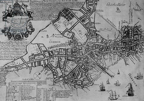 Plan of Boston, New England, 1739
