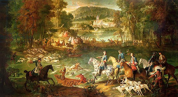 Hunting at the Saint-Jean Pond in the Forest of Compiegne, before 1734